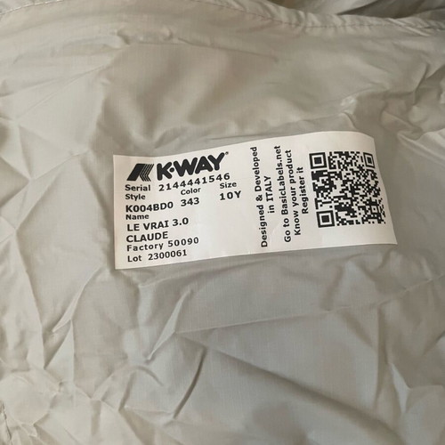 K-WAY kids waterproof jacket like new, light gray, size 140 cm