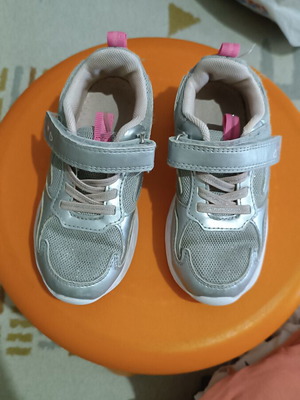 Children's Silver Athletic Shoes Size 26 Like New
