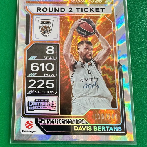 Davis Bertans Card 2025-26 Panini Contenders EuroLeague Round 2 Ticket numbered