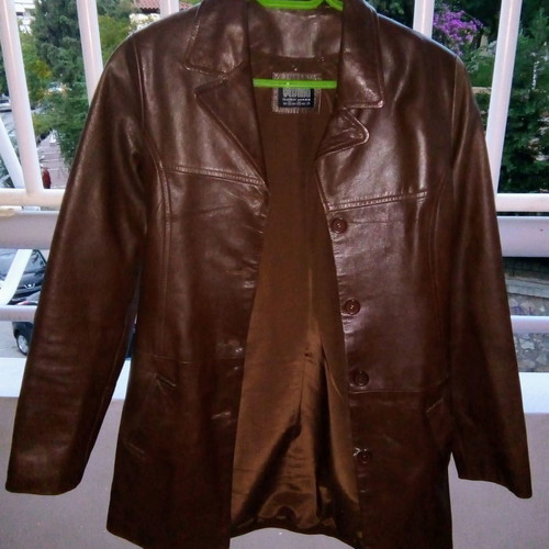 Bershka women's leather jacket used, brown, size M
