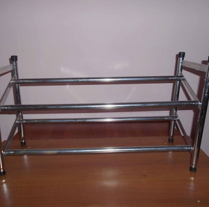 Παπουτσοθήκη Μεταλλική Inox με 2 Ράφια & διάσταση 61,5 Χ 23 Χ 37 cm, (επεκτεινόμενη 61,5 σε 118 ).