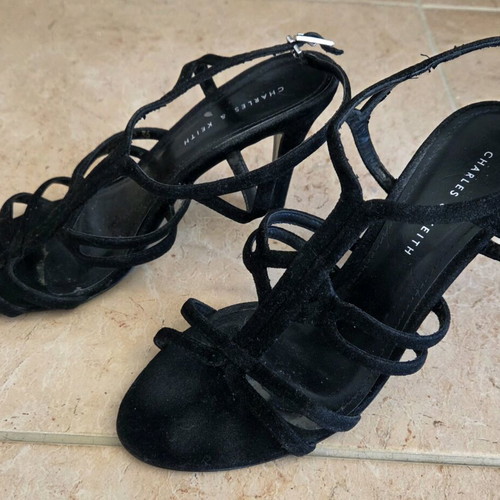 Charles & Keith strappy heeled sandals used, black, size 36