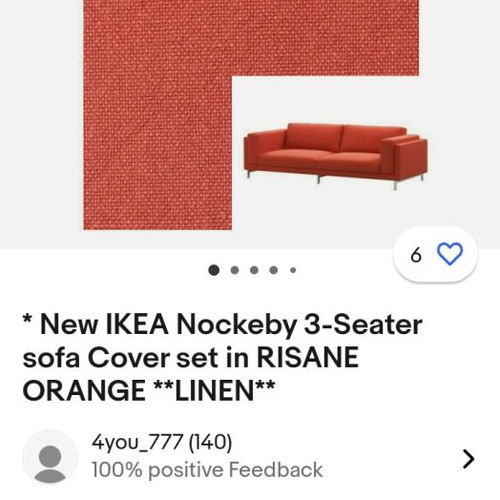 Ikea Nockeby Risane sofa cover orange linen new