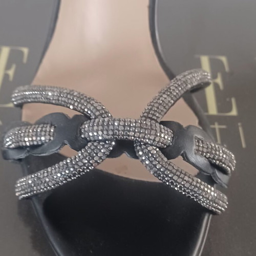 Ellen black sandals with rhinestones new, size 38, 9.5 cm heel