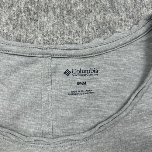 Columbia women's M grey pink print birds scoop neck casual outdoor shirt