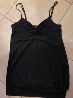 Batik blouse women's black with adjustable strap, size small