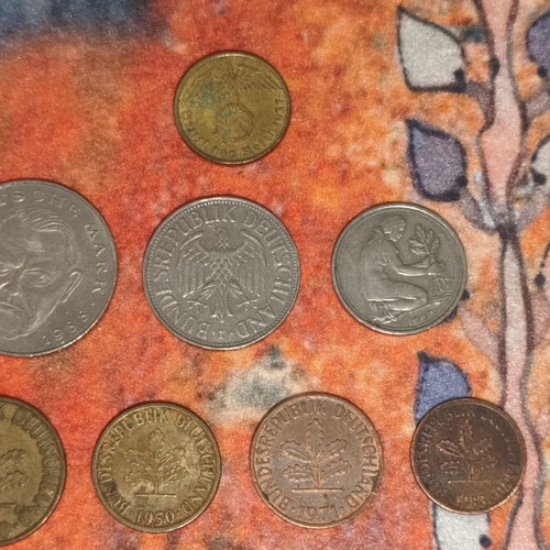 German coin collection used, 8 different coins