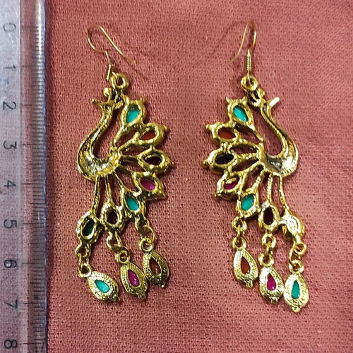 Handmade earrings colorful peacock