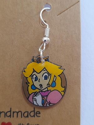 Princess Peach earrings handmade dangling plastic