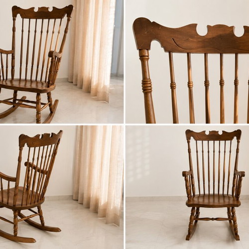 Traditional Wooden Windsor Rocking Chair used, antique style