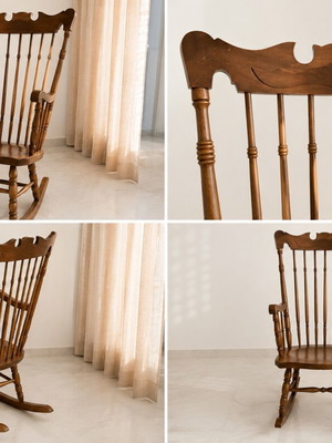 Traditional Wooden Windsor Rocking Chair used, antique style