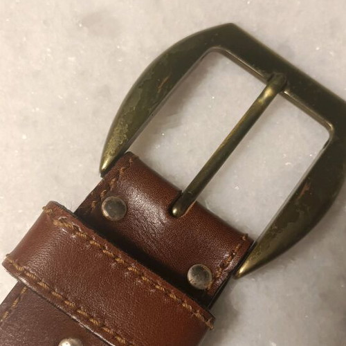 Men's leather belt brown like new with gold buckle 110 cm