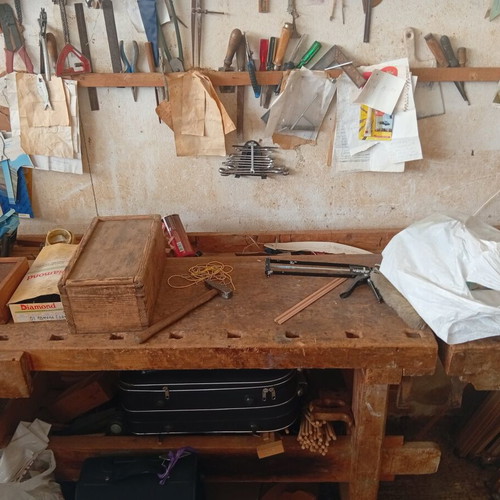 Bandsaw with planer, table, and bench used, includes tools