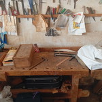 Bandsaw with planer, table, and bench used, includes tools