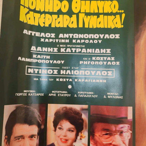 Collectible poster Poniro thilyko katergara gynaika Aliki Vougiouklaki like new authentic