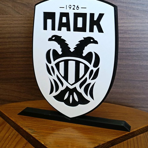 PAOK logo new with stand, 3D printed plastic