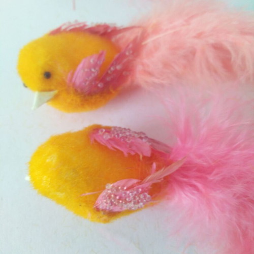 Set of 6 decorative birds with feathers new