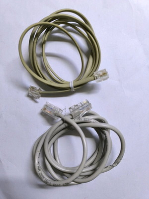 Ethernet network cable and RJ11 telephone cable like new, 2 pieces