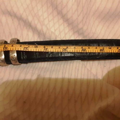 Belt black/blue with silver metal buckle like new, size 90