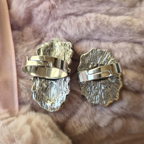 Boho rings new, silver color with turquoise stones, adjustable size set of two