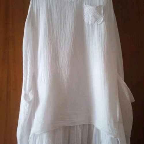 Boho white summer dress like new, size M-L, cotton