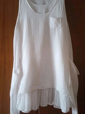 Boho white summer dress like new, size M-L, cotton