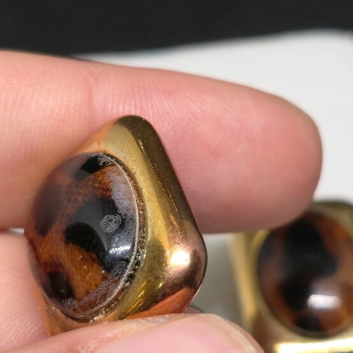 Vintage gold earrings with leopard print, like new