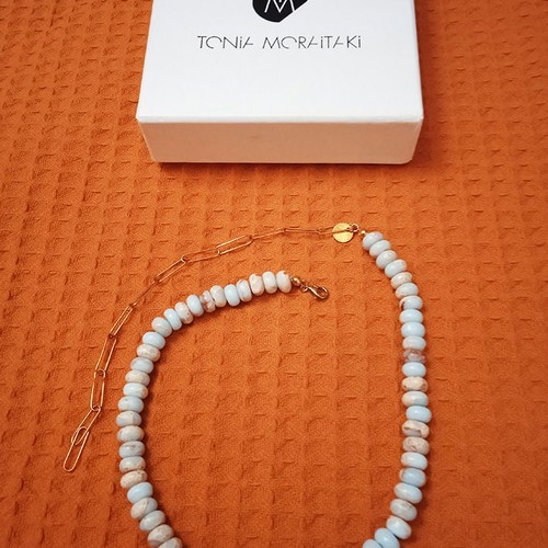 Melia Turqoise Jasper Necklace new, turquoise and gold plated