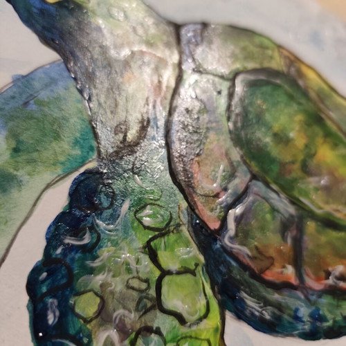 Sea Turtle Original Painting by Eleni Papadopoulou on Watercolor Paper