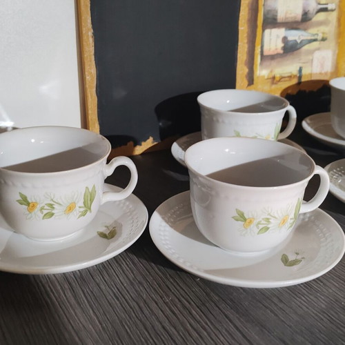 Kahla vintage porcelain tea and coffee set, 6 cups with saucers, Made in GDR