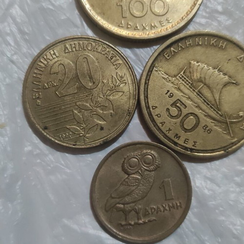 Greek coins set like new, 6 drachmas from 1973 to 1992