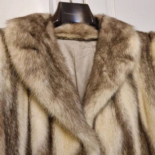 Mink fur coat white-brown used size Medium