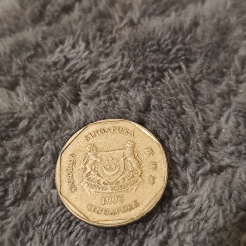 Singapore 1 dollar coin 1995 used