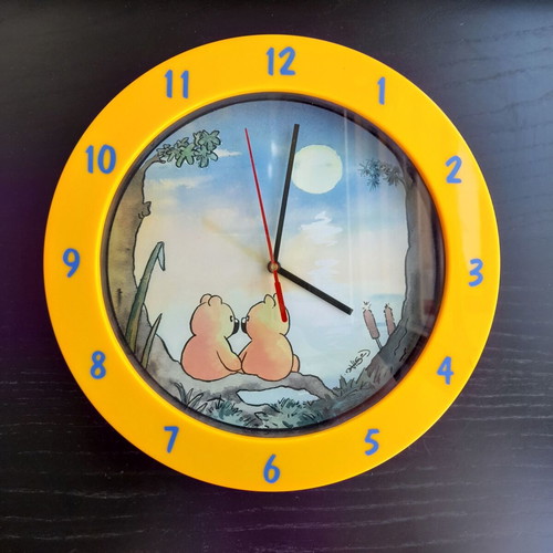 Wall clock with teddy bears, 25.5 cm diameter