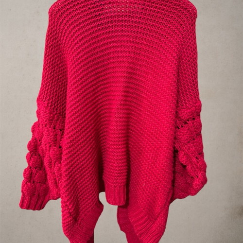 Fuchsia knitted cardigan like new, oversized with chunky knit