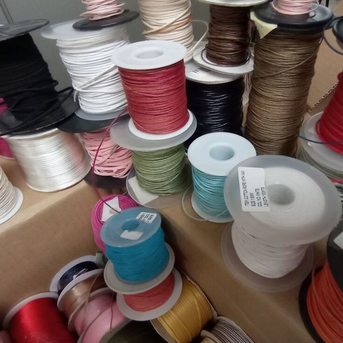Craft Cord Spools like new, over 80 pieces, waxed leather satin