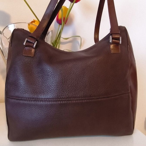 Barbara Milano leather shoulder bag used, brown, made in Italy