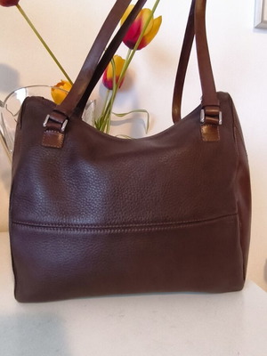 Barbara Milano leather shoulder bag used, brown, made in Italy