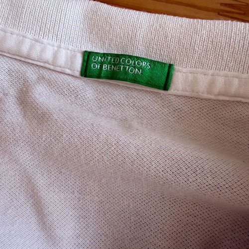 Benetton white polo shirt with pink details size S used
