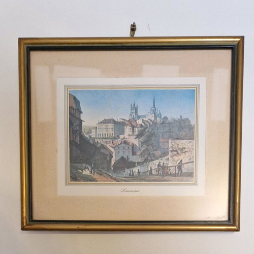 Swiss framed print like new with Lausanne landscape from 1960s