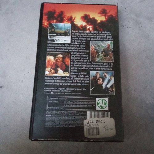 Jurassic Park VHS tape used, 1990s decade