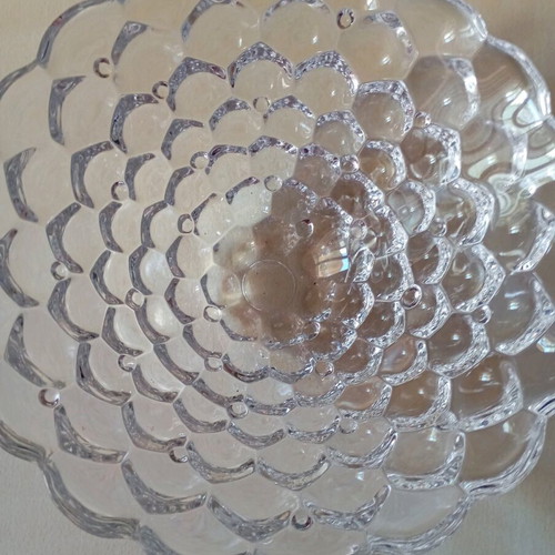 Orrefors Raspberry Crystal bowl like new, 25 cm