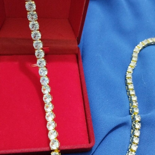 Tennis necklace 55cm gold plated steel new