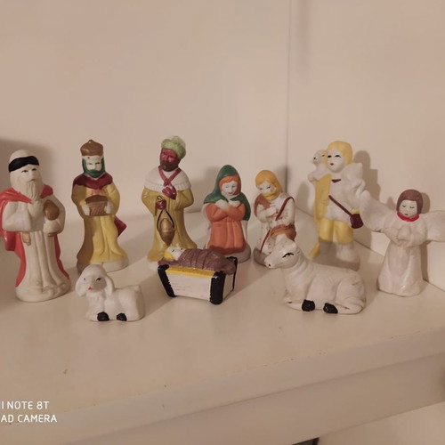 Ceramic nativity figures new for Christmas tree