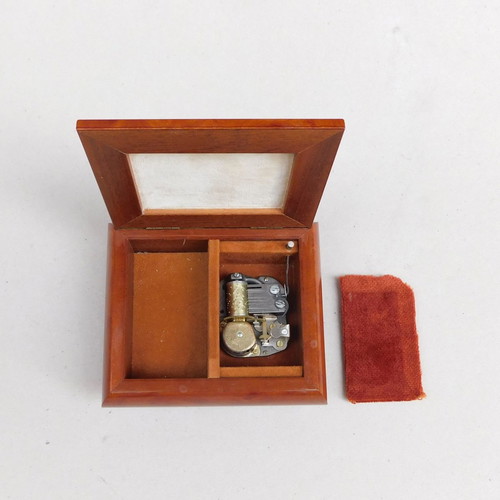 Music box wooden with silver front Japanese made Sankyo