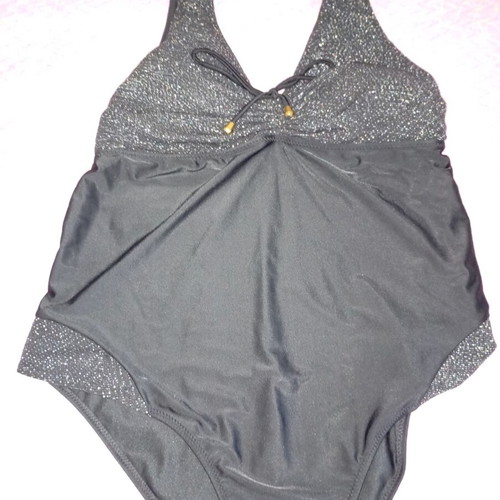 Katia black one-piece swimsuit like new, glitter details, size 4XL