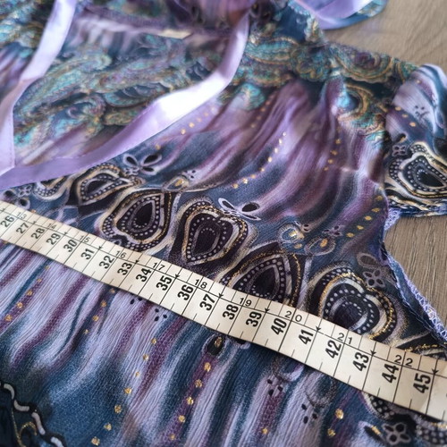 Silk Top with Hood boho paisley M/L like new