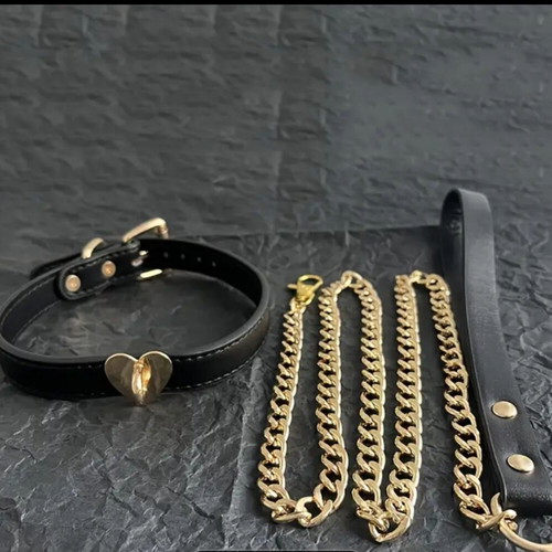 Chain and collar set from PU leather with luxury details new