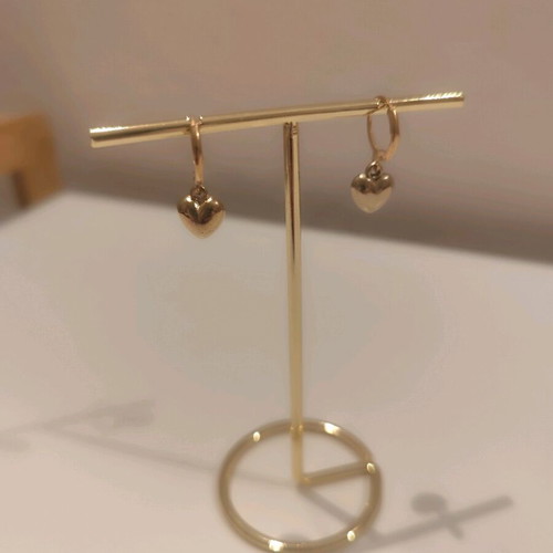 Earrings with 3D hearts gold, new