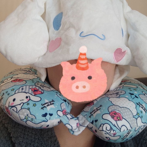 Sanrio Cinnamoroll airplane neck pillow with hood